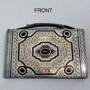 Vintage 1960’s Gold Embossed Leather Purse Clutch Night Bag with gold initials